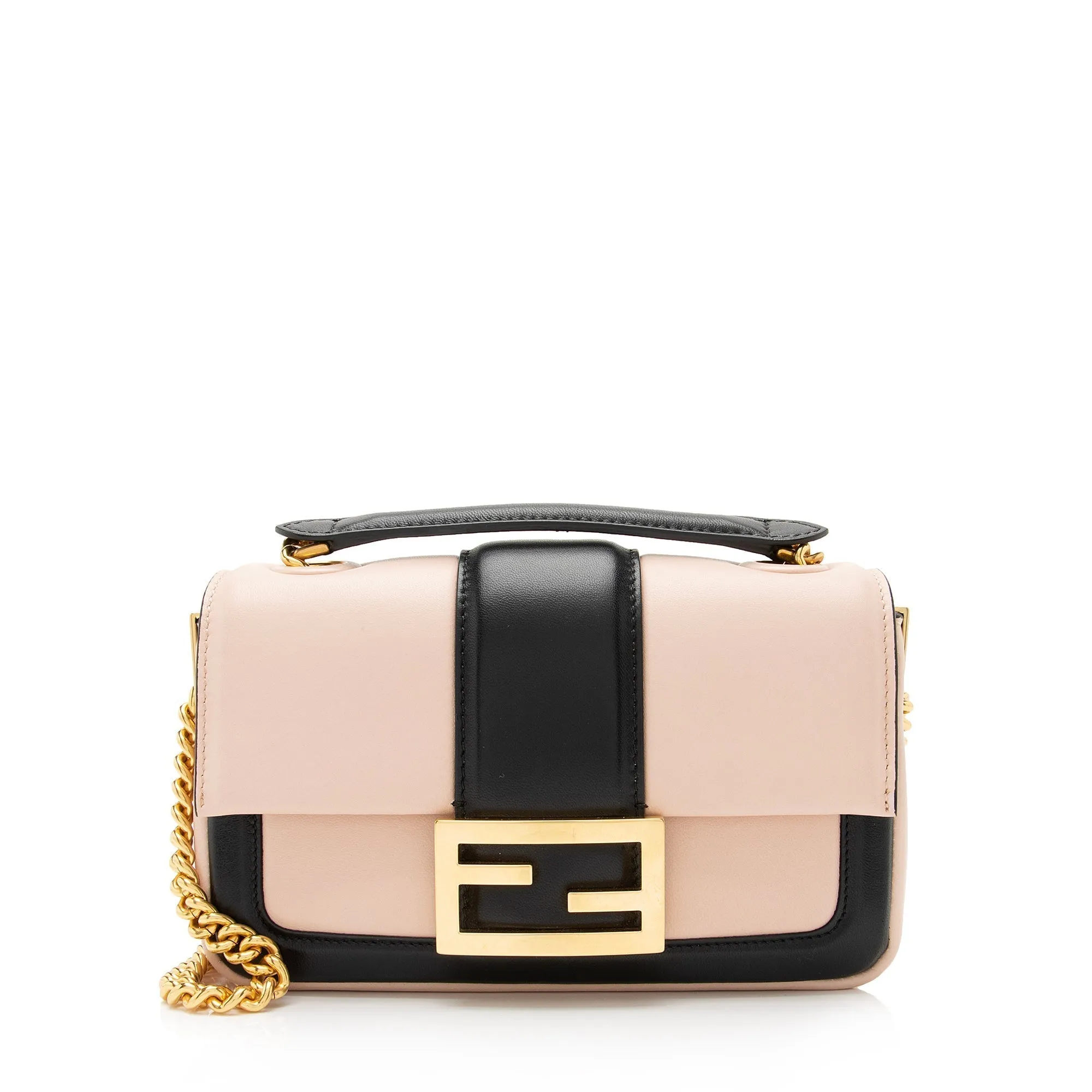 Fendi Lambskin Bi Color Baguette Mini Chain Bag (SHF-23605)