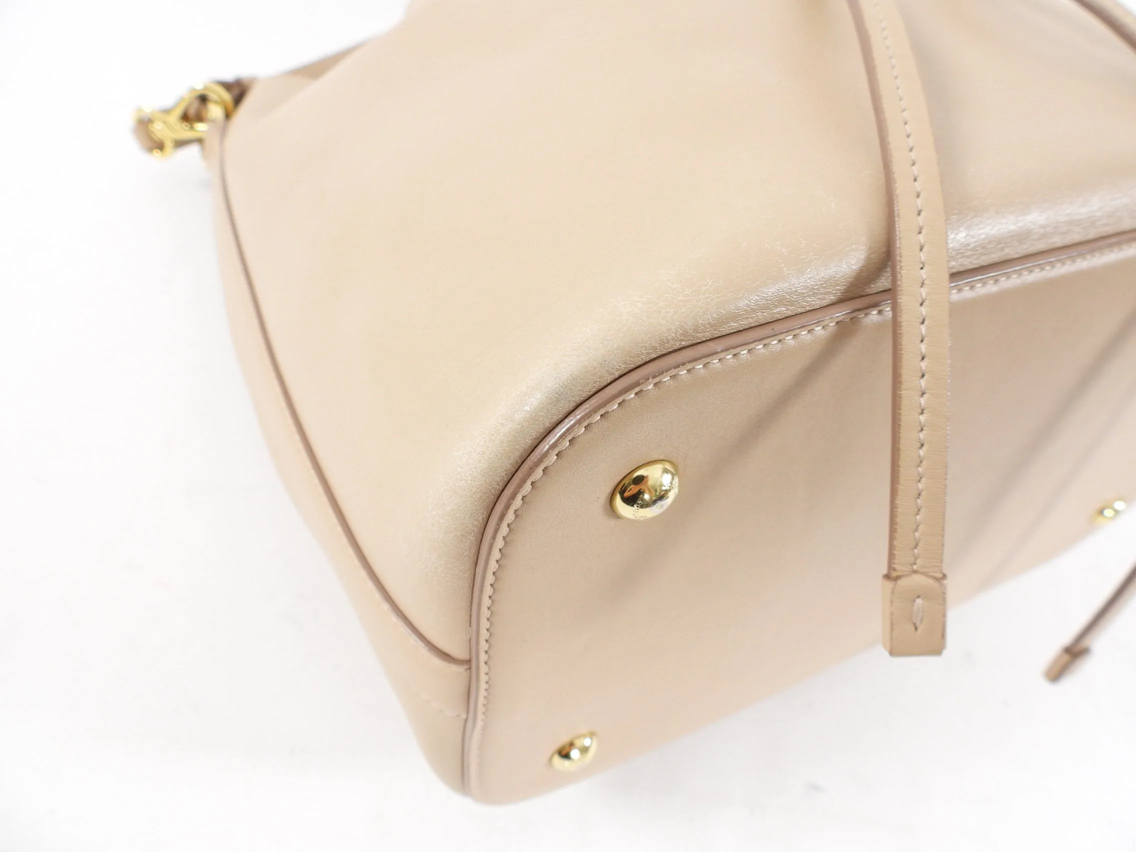 Ferragamo Sansy Light Beige Leather Two-Way Bucket Bag