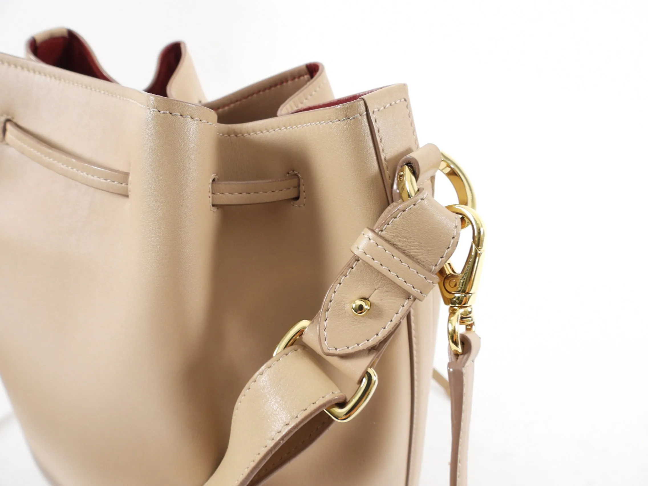 Ferragamo Sansy Light Beige Leather Two-Way Bucket Bag