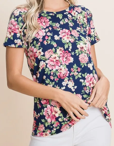 Floral Crew Neck Casual Top