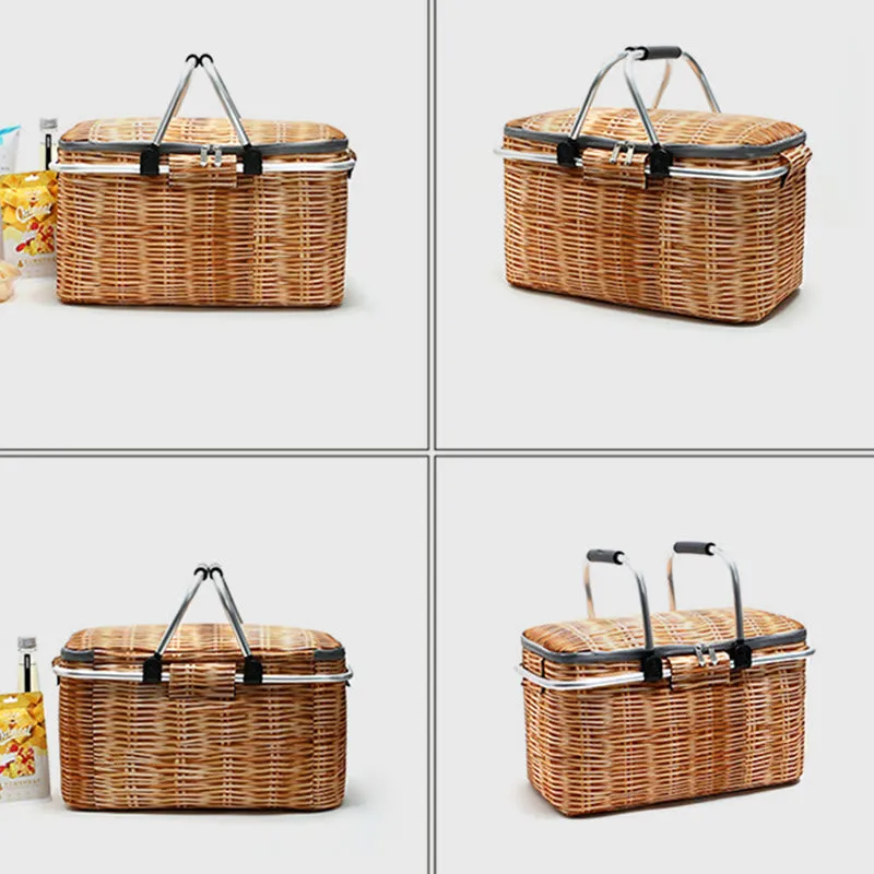 Foldable Thickened Beach Outing Cooler Bag Oxford Picnic Basket