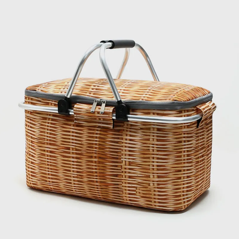 Foldable Thickened Beach Outing Cooler Bag Oxford Picnic Basket