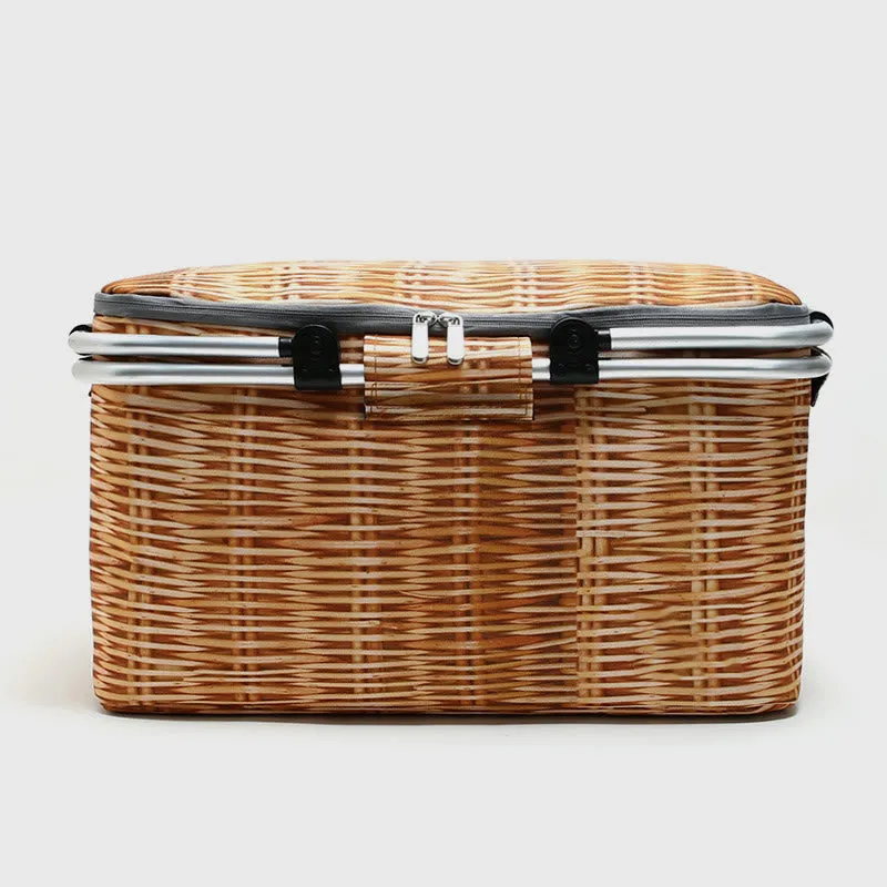 Foldable Thickened Beach Outing Cooler Bag Oxford Picnic Basket