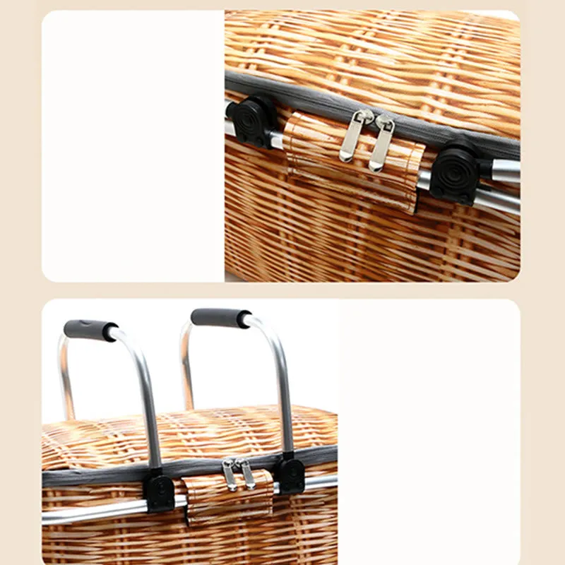 Foldable Thickened Beach Outing Cooler Bag Oxford Picnic Basket