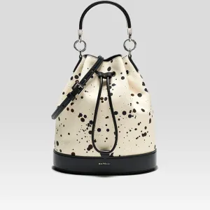 Genuine Leather Versatile Dot Pretend Bucket Handbag