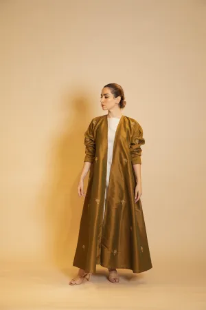 Golden Oasis Olive Silk Abaya