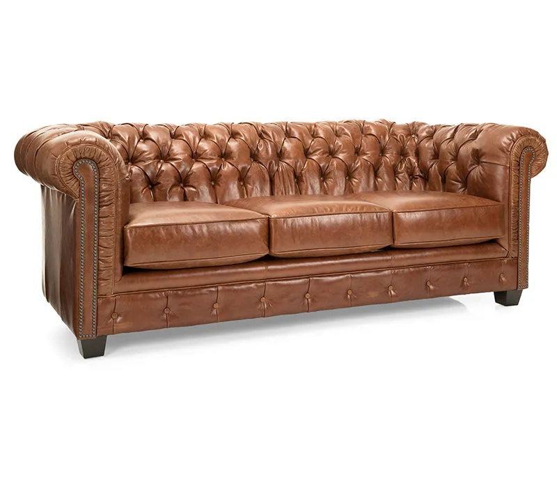 Gotham Sofa - Whiskey Brown Leather - Custom