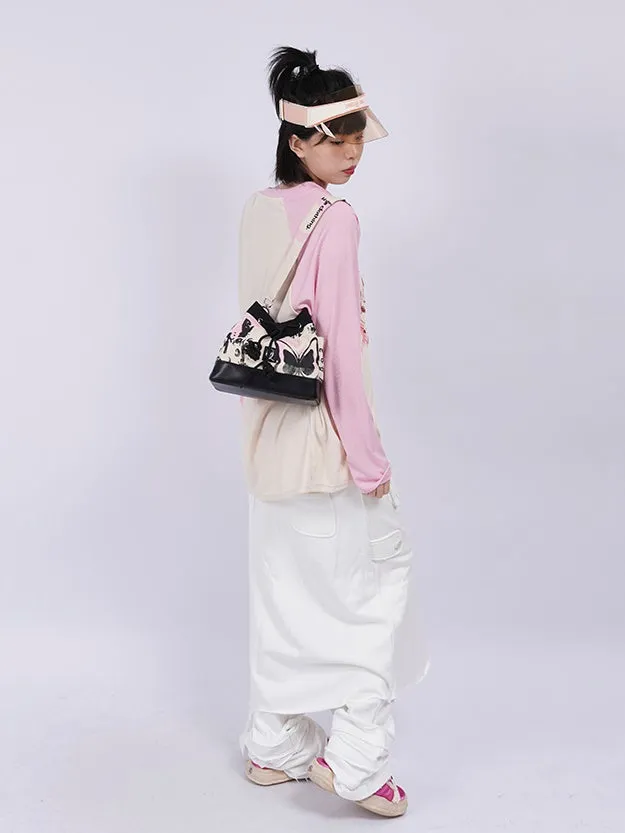 Graffiti Contrast Color Bucket Bag