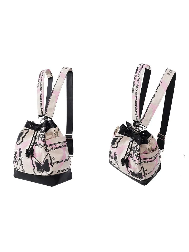 Graffiti Contrast Color Bucket Bag