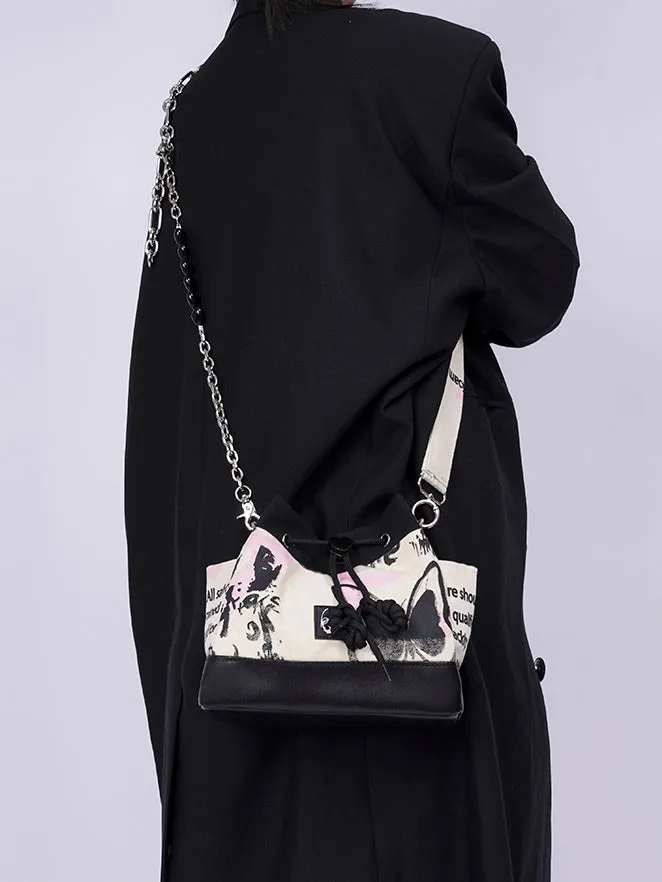 Graffiti Contrast Color Bucket Bag