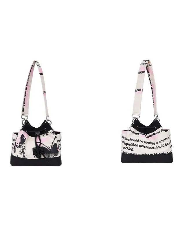 Graffiti Contrast Color Bucket Bag