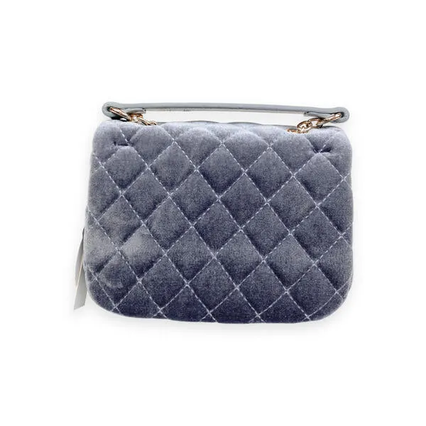 Grey Colorful Gems Velvet Quilted Purse