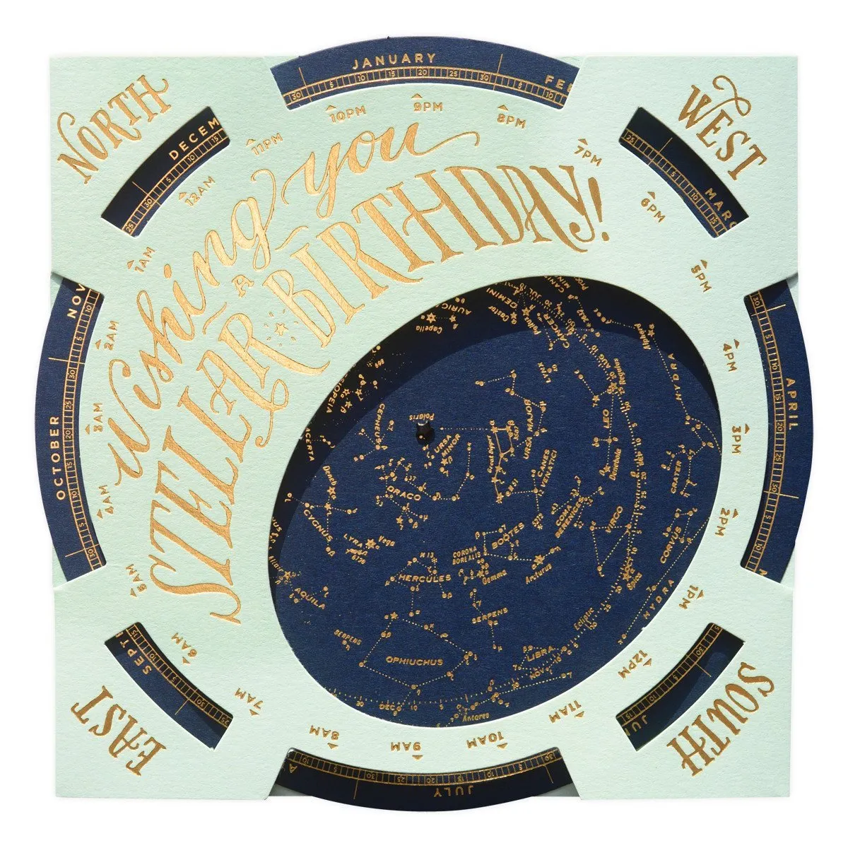 Handmade Birthday Planisphere Greeting Card