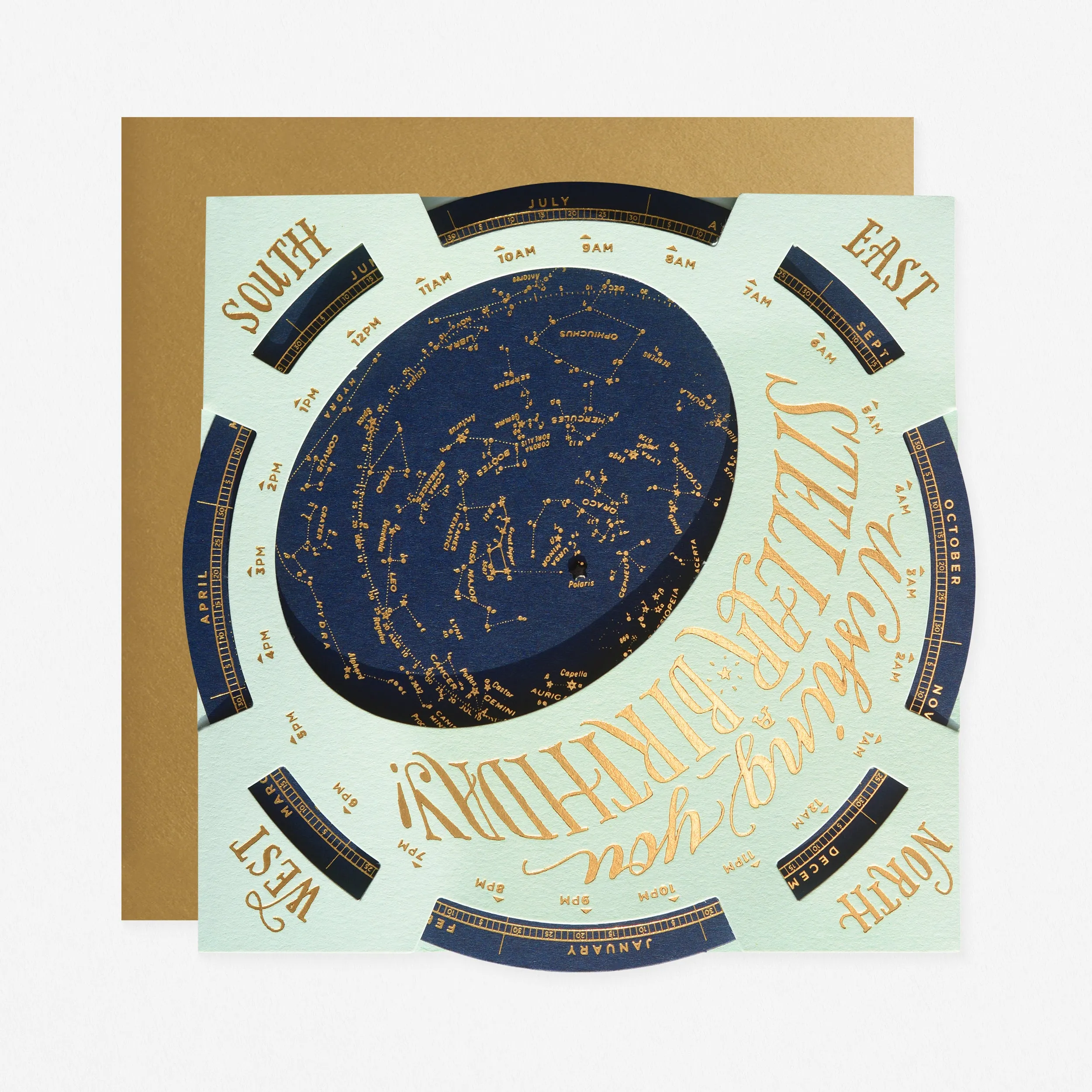 Handmade Birthday Planisphere Greeting Card