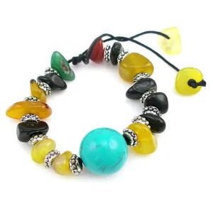 Handmade Tribal Stone Chips and Beads Bracelet