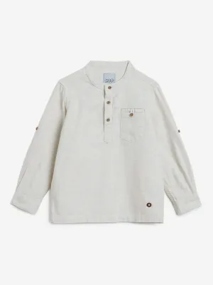 HOP Kids Oat Melange Cotton-Linen Shirt