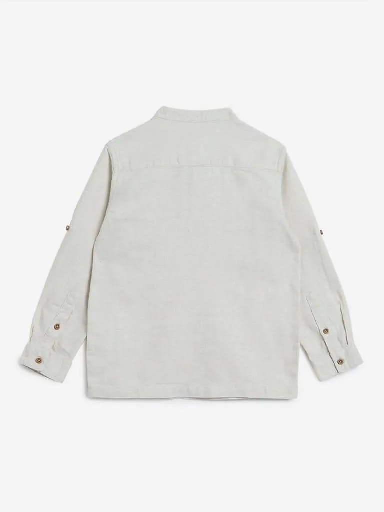 HOP Kids Oat Melange Cotton-Linen Shirt