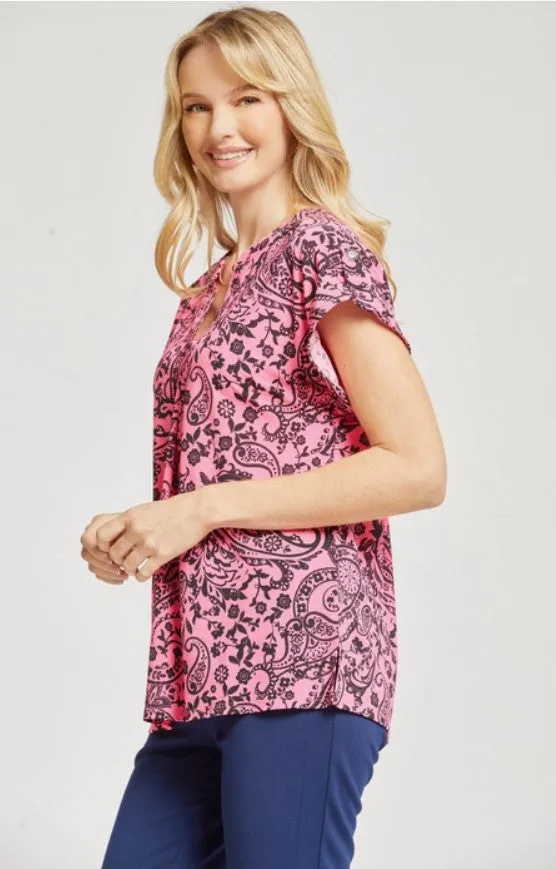 Hot Pink Paisley Dolman Top  #6907-6912