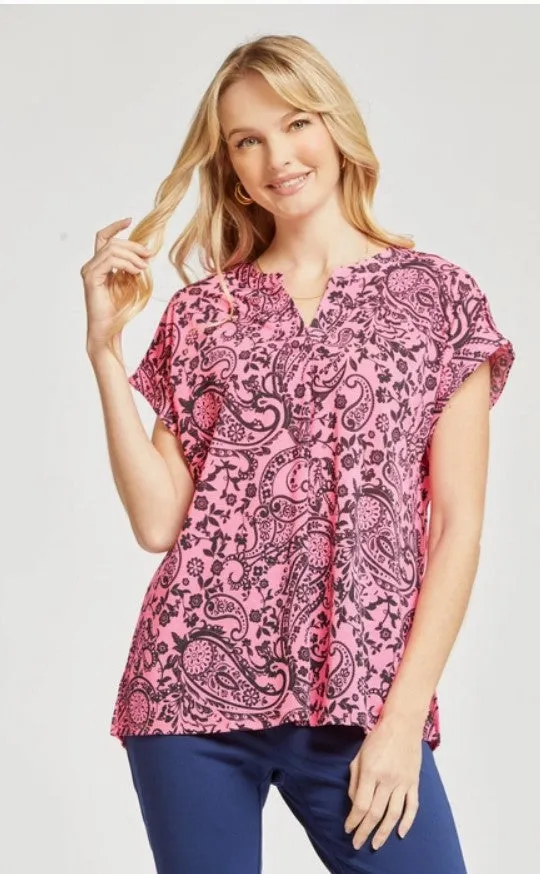 Hot Pink Paisley Dolman Top  #6907-6912