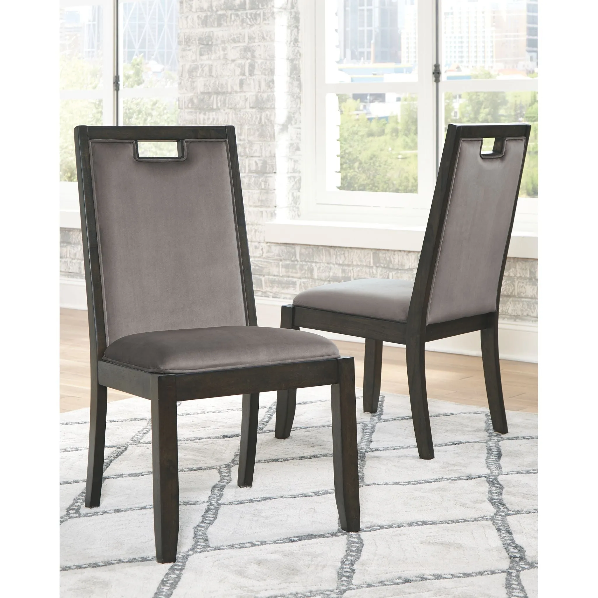 Hyndell Side Chair - Gray/Dark Brown - (D731-01)