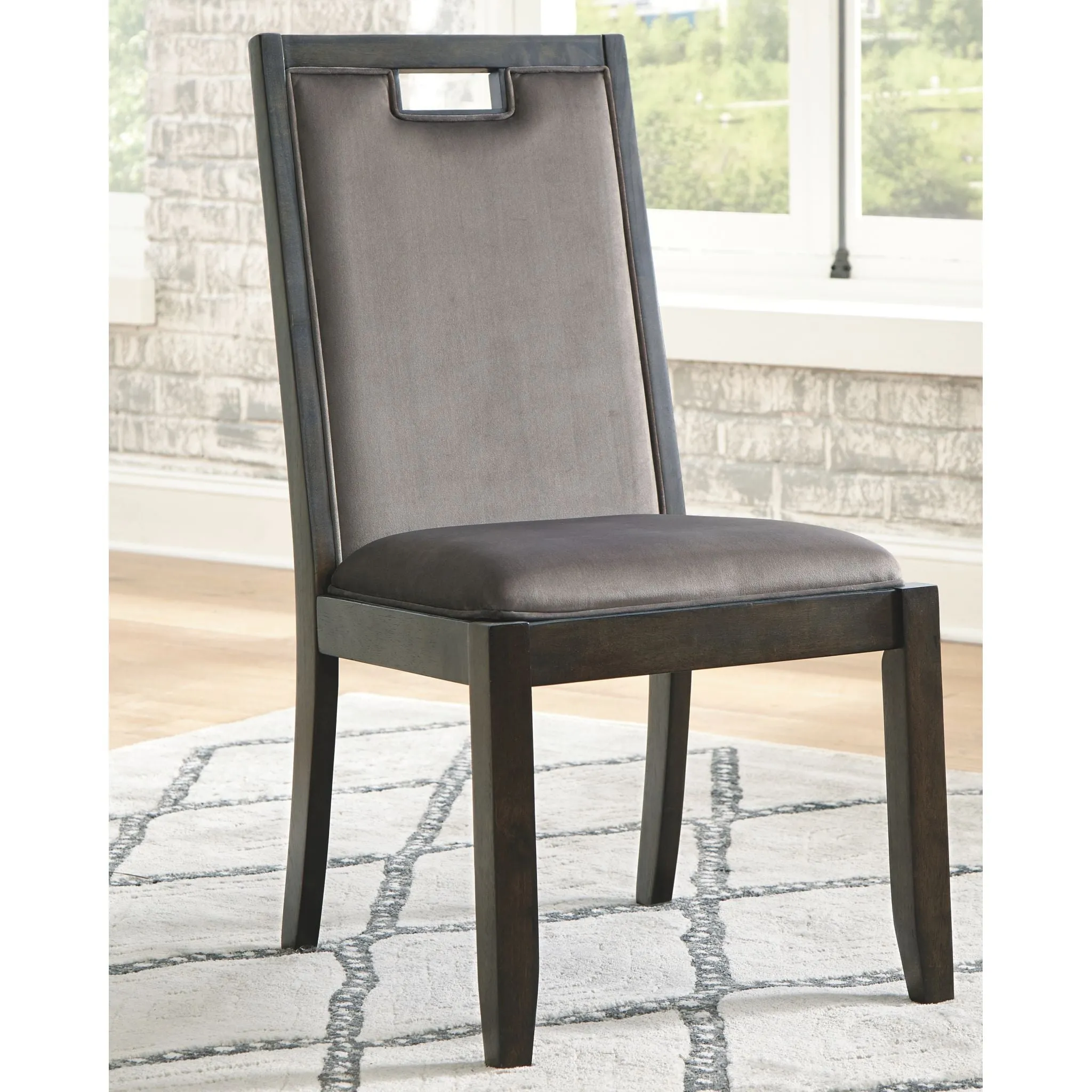 Hyndell Side Chair - Gray/Dark Brown - (D731-01)