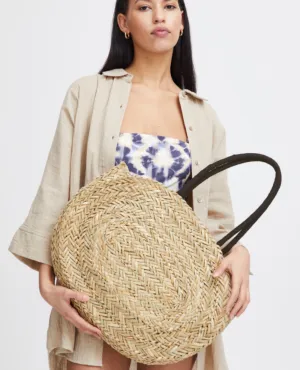 Ichi Claire Natural Woven Bag