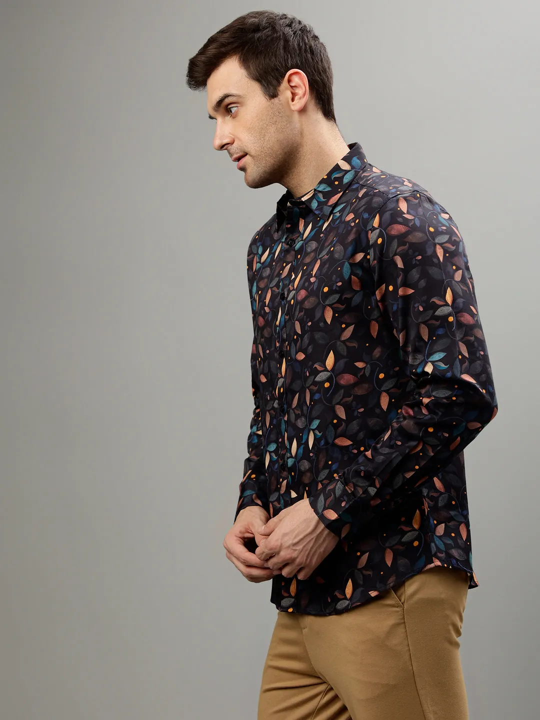 Iconic Black Fashion Printed Regular fit Shirts