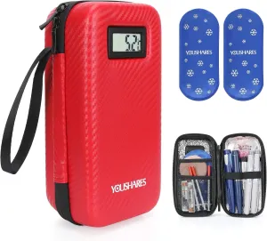 Insulin Travel Case with Temperature Display - Large Capacity Insulin Pen Case with 2 Big Ice Packs for Diabetes Supplies, Insulin Case by  (Red)