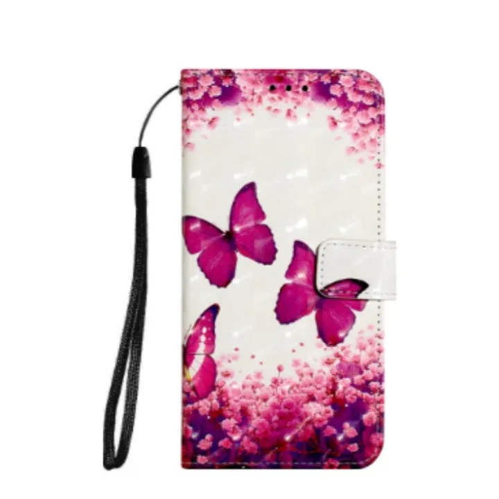 iPhone SE (2022/2020) / 8 / 7 / 6S Leather Case Butterflies - Pink