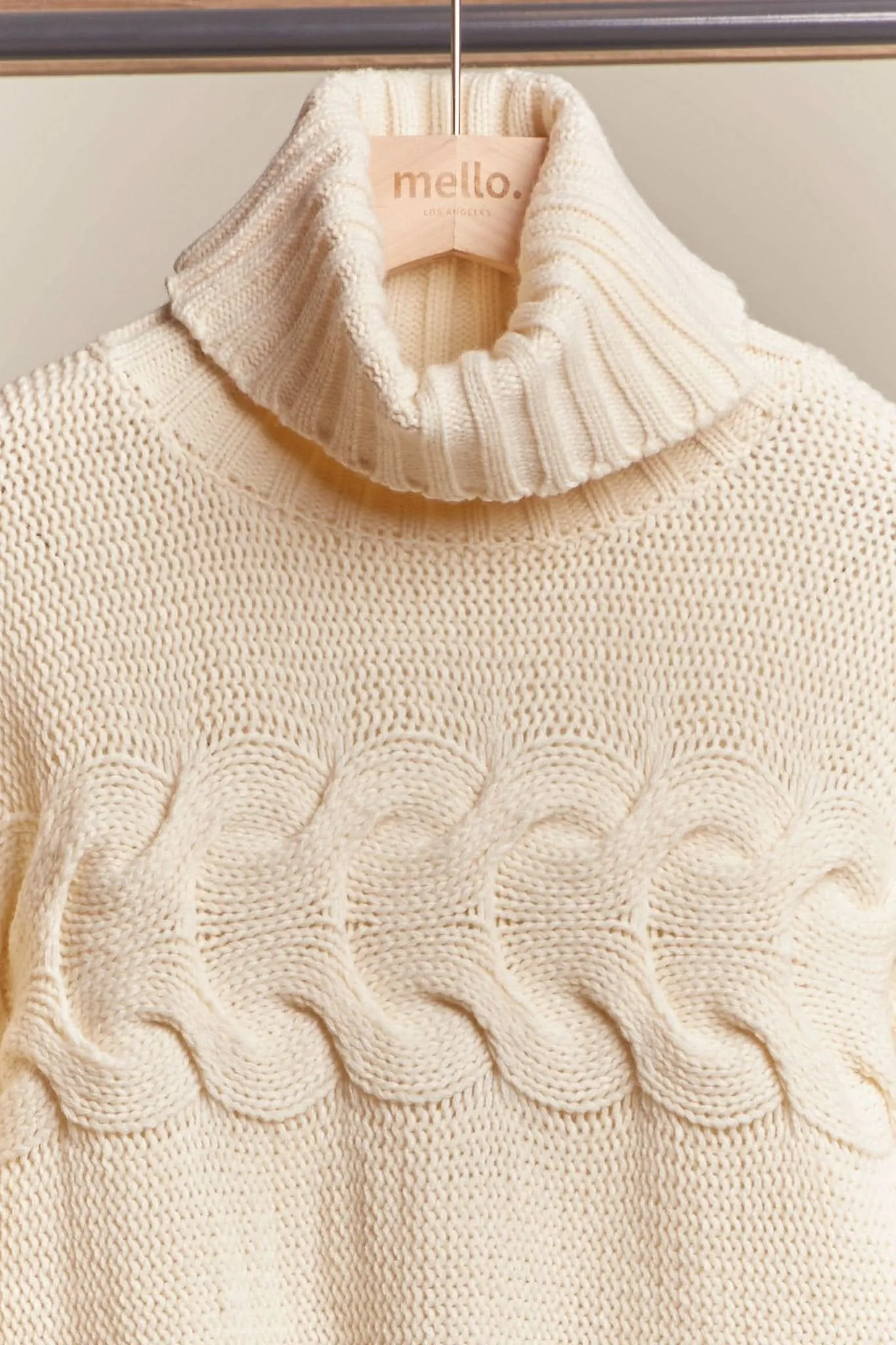 Ivory Turtle Neck Cropped Knit Sweater