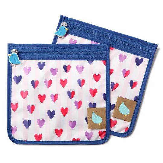 Jaq Jaq Bird Reusable Food Pouch Set of 2 - Love Hearts