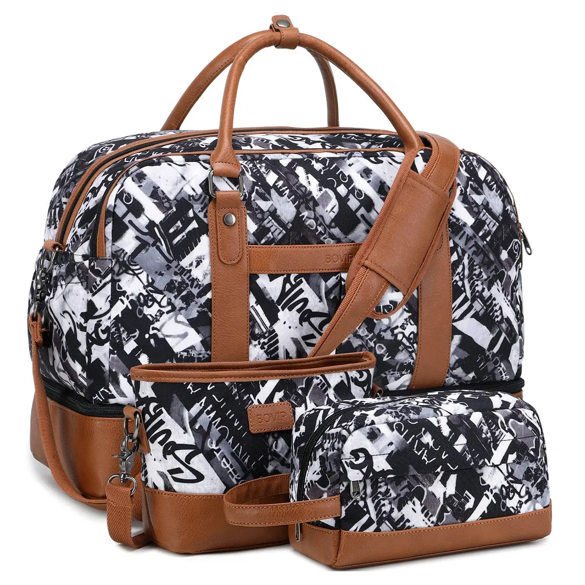 Jetsetter Charm: Elegant Canvas Weekender with Shoe Compartment