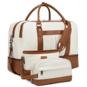 Jetsetter Charm: Elegant Canvas Weekender with Shoe Compartment