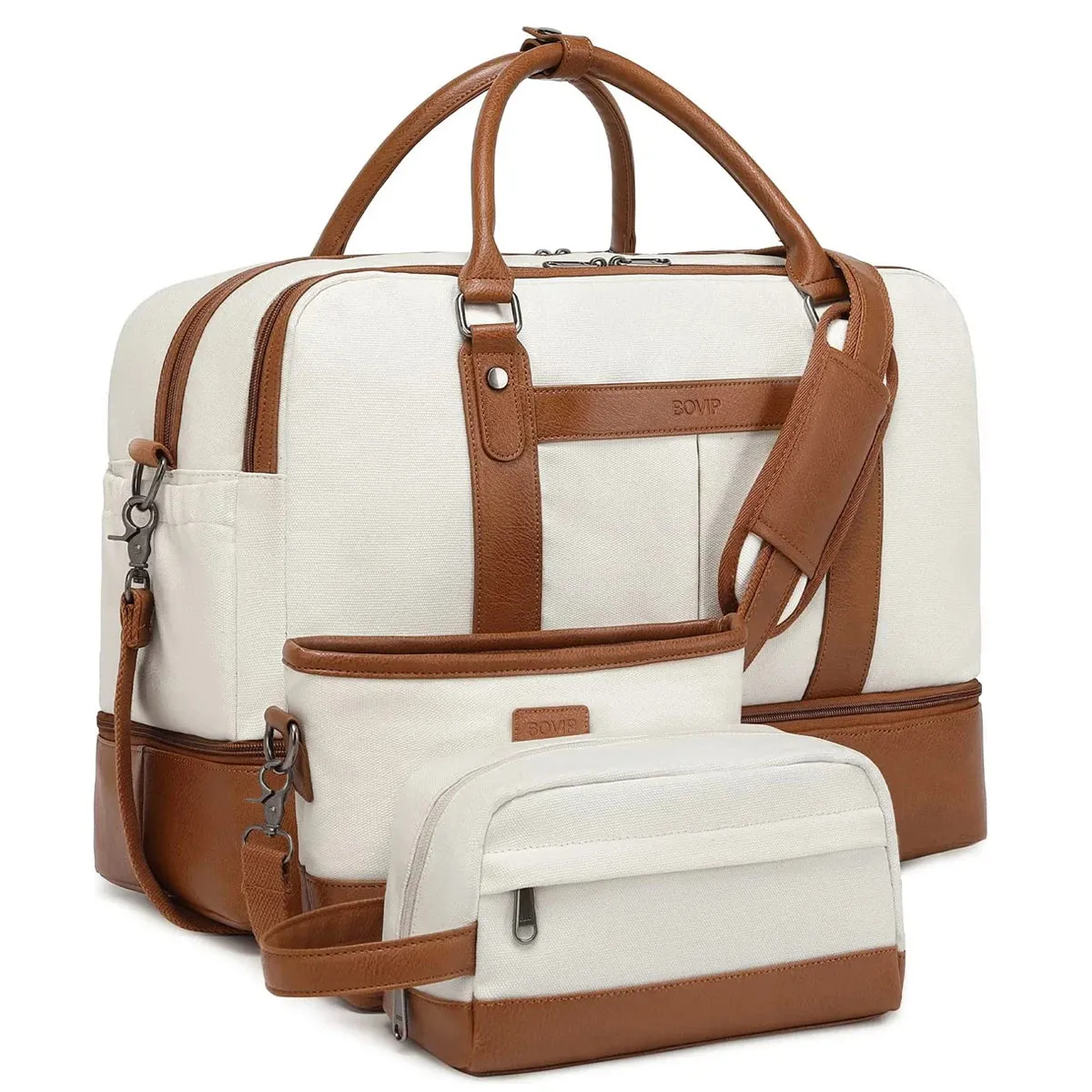 Jetsetter Charm: Elegant Canvas Weekender with Shoe Compartment