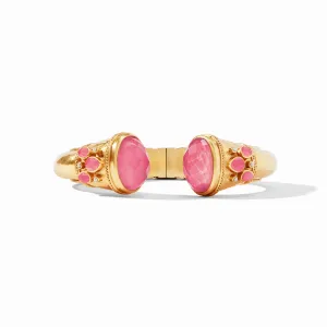 Julie Vos | Cannes Cuff Bracelet with Iridescent Peony Pink Crystals in Gold