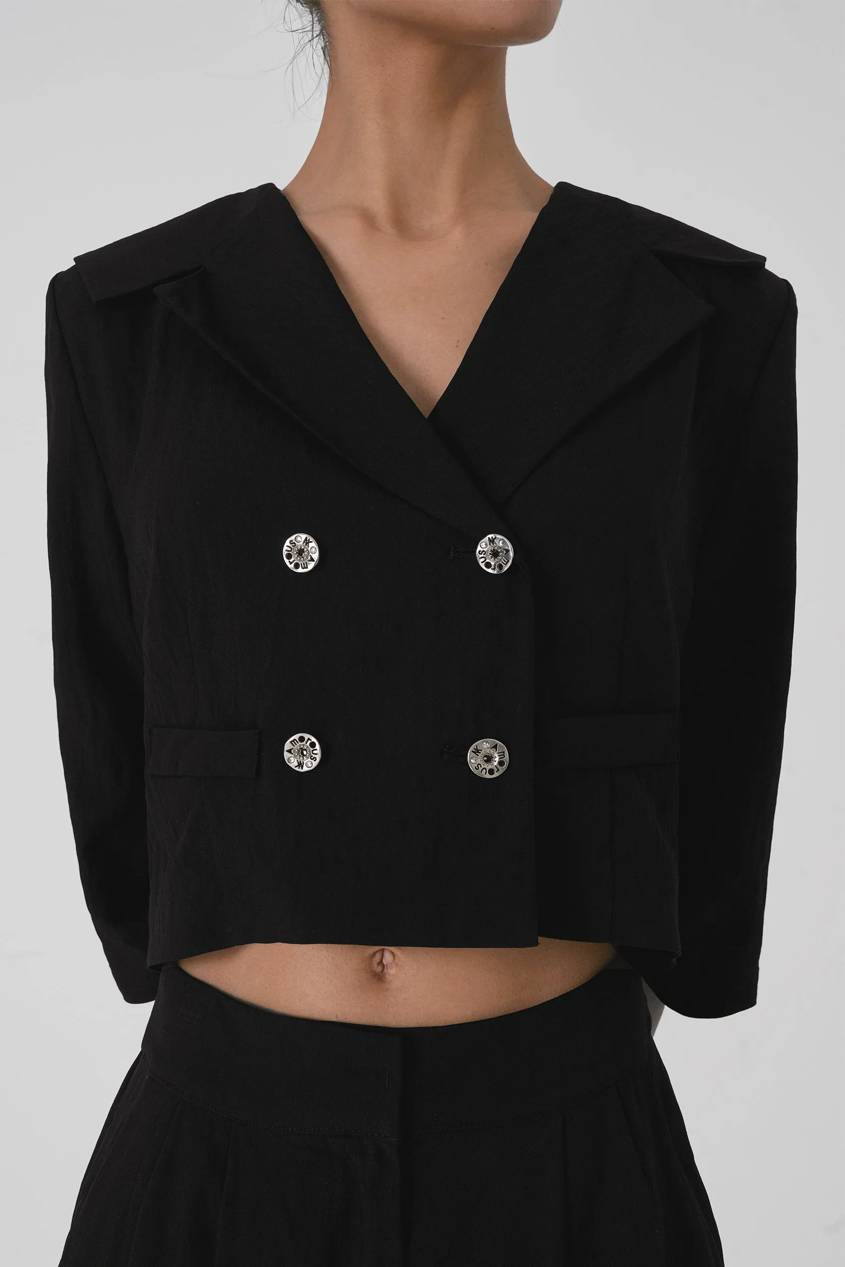 Karina Cropped Shirt, Black