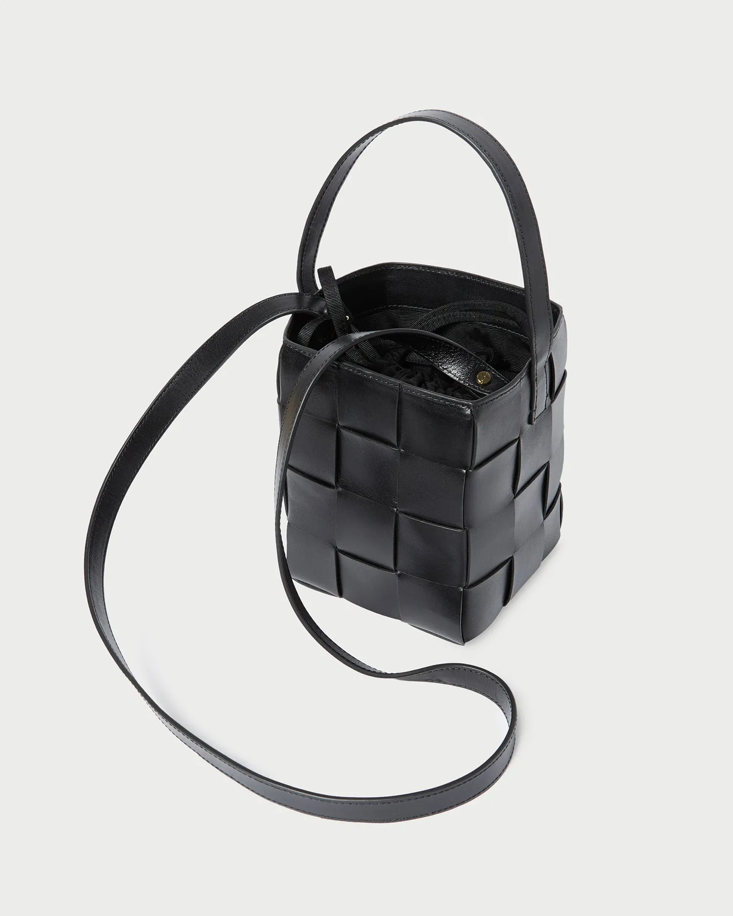 Laith Black Woven Bucket Bag