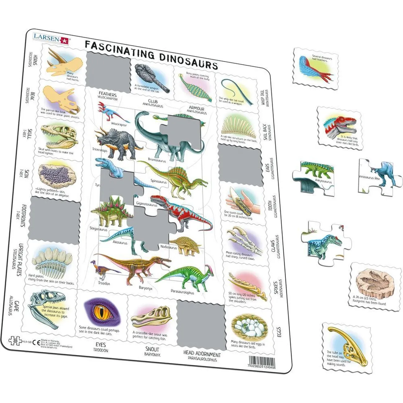 Larsen Fascinating Dinosaurs Frame Tray Puzzle