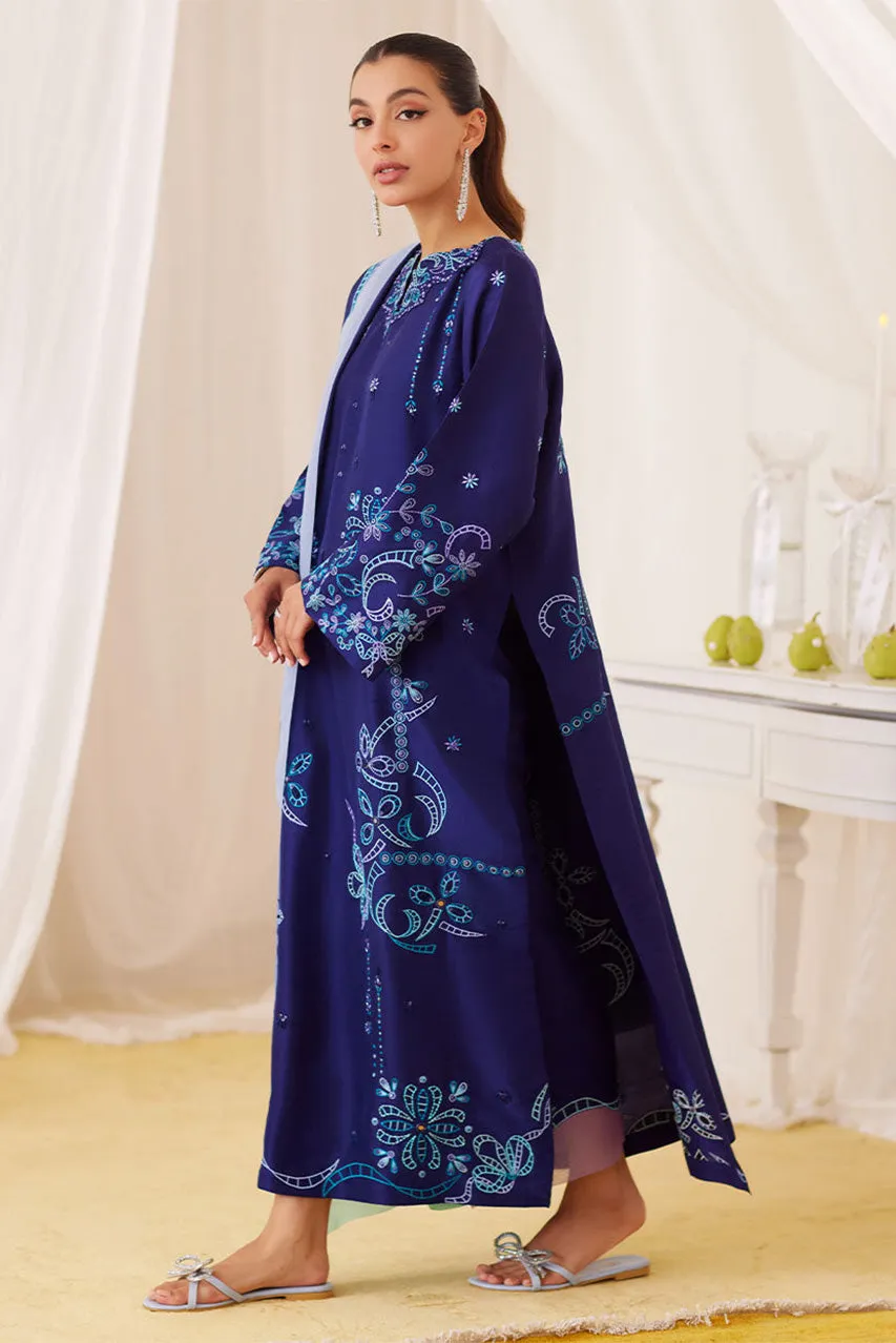 Lea Fall'24 - Nada Ink Blue Embroidered Shirt And Dupatta