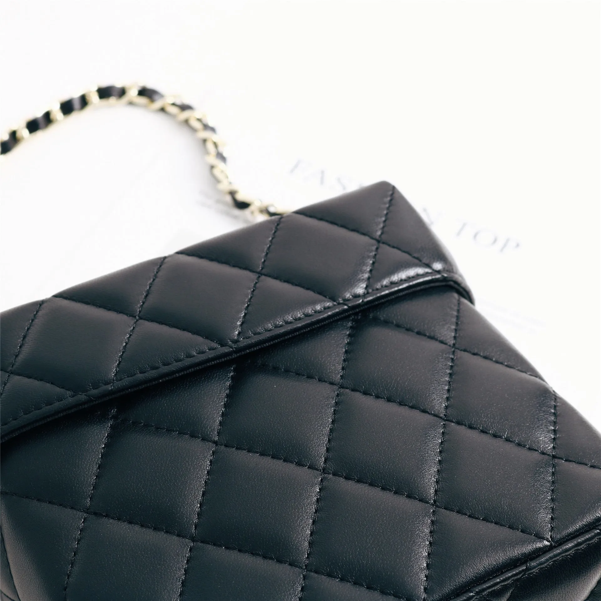 Leather Quilted Chain Cross Body Box Bag