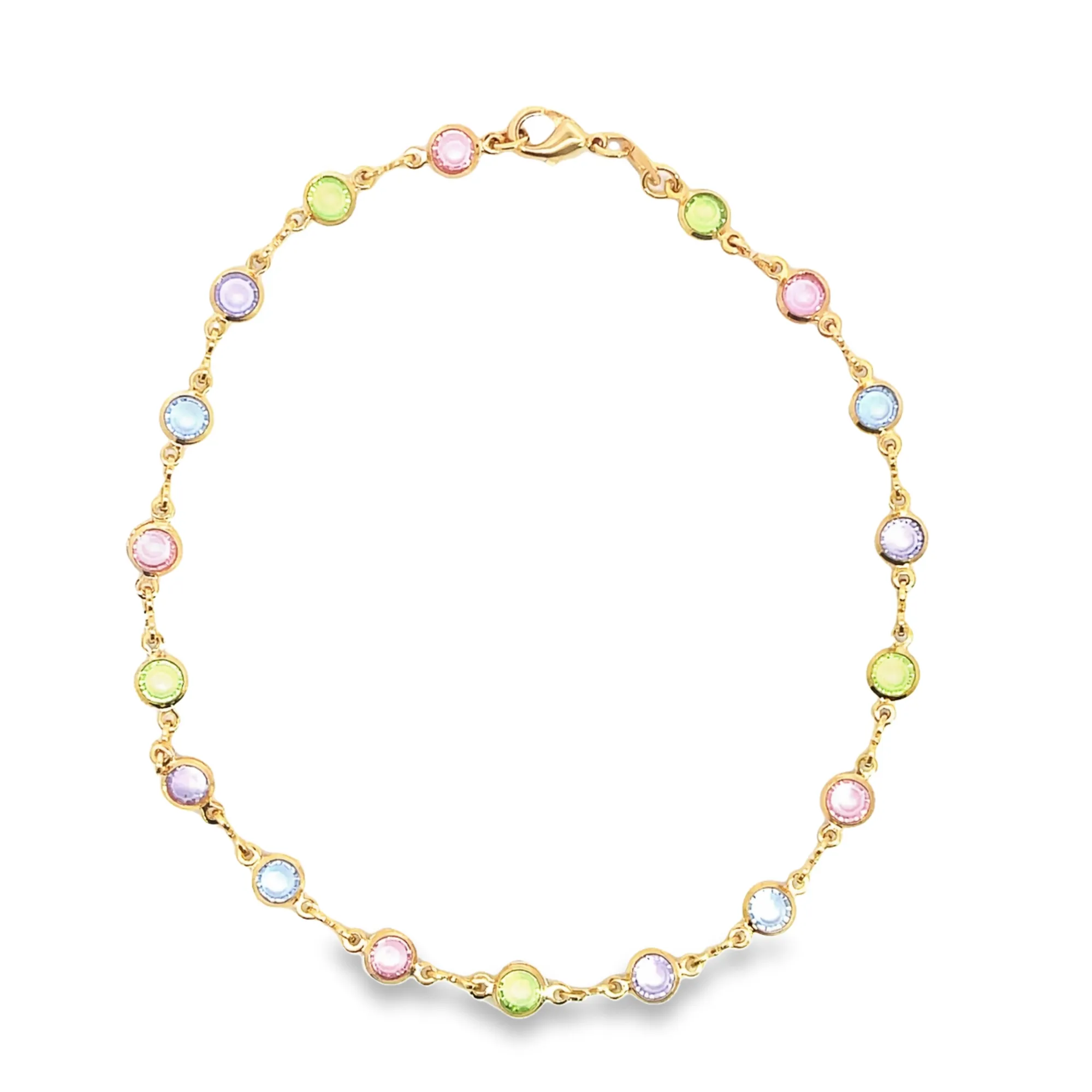 Light Round Multicolor CZ Stone Anklet (I69)(E215)