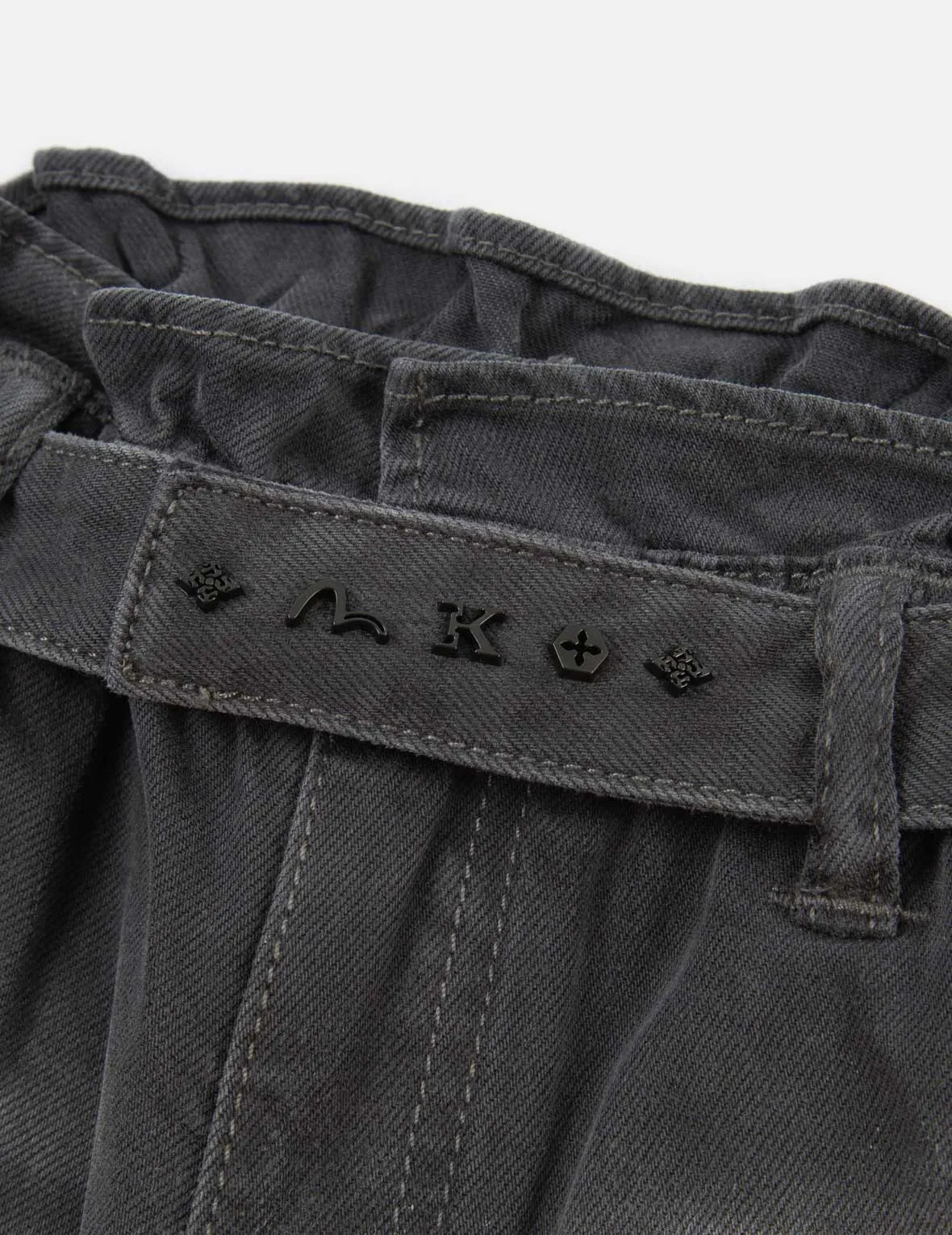 Logo Embroidered Cropped Paper Bag Jeans