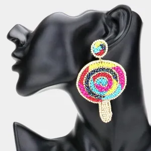 Lollipop Bead Felt Back Earrings