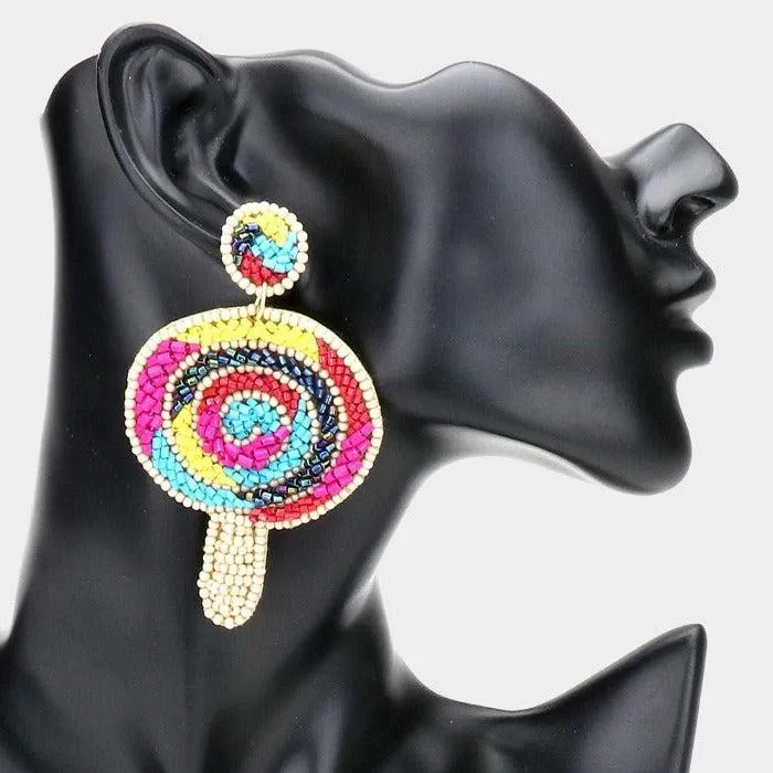 Lollipop Bead Felt Back Earrings