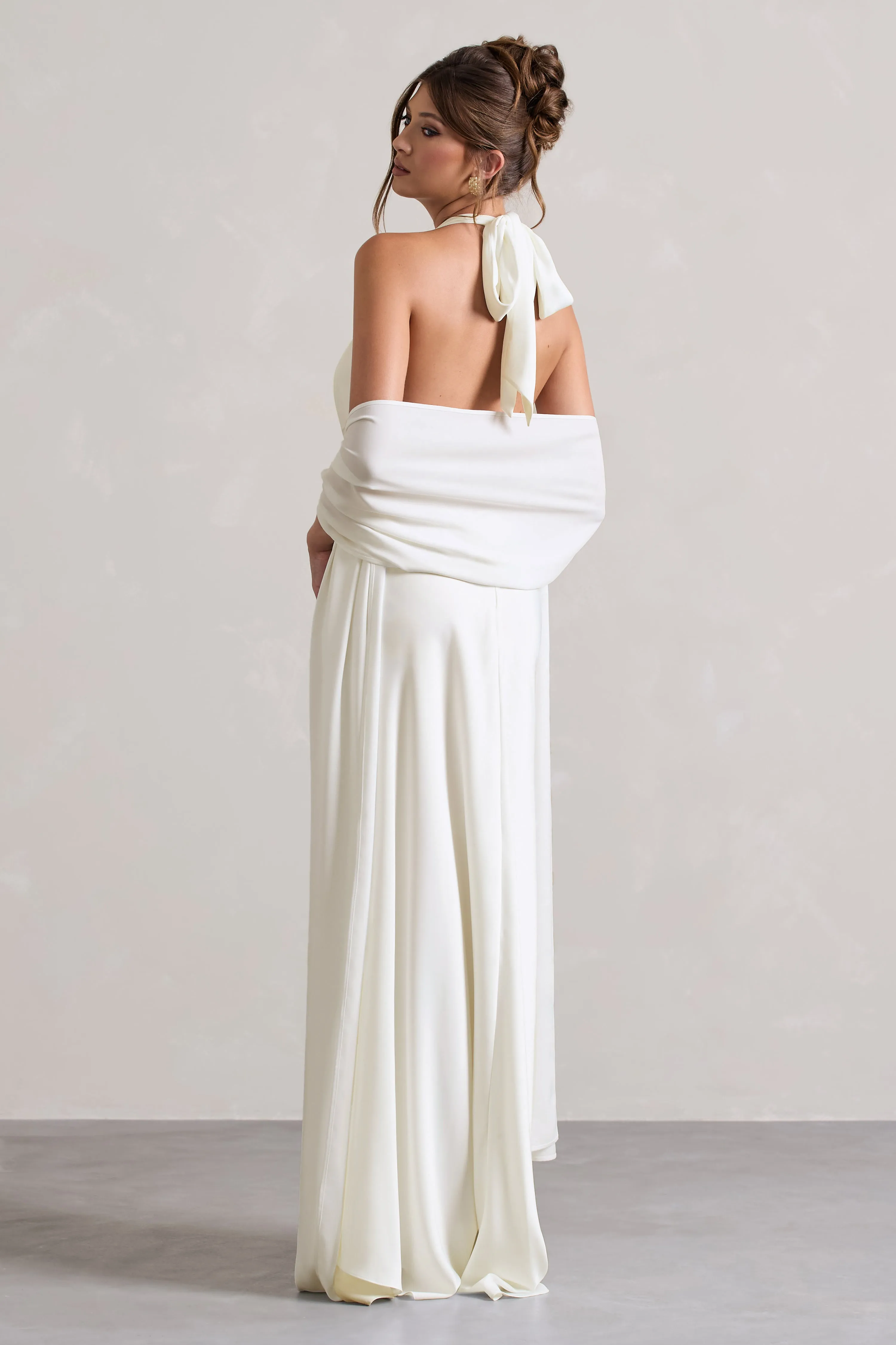 Lucca | Ivory Satin Long Shawl