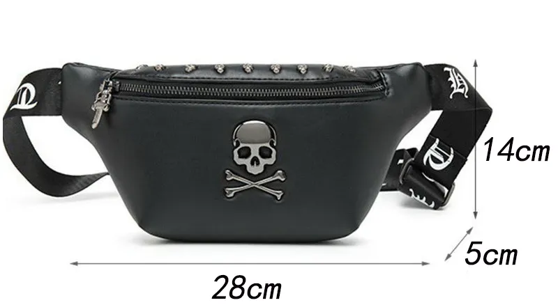 Luxury Punk PU Leather Men Waist Bag