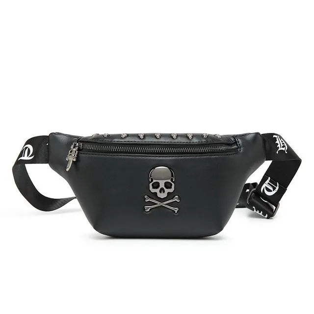 Luxury Punk PU Leather Men Waist Bag