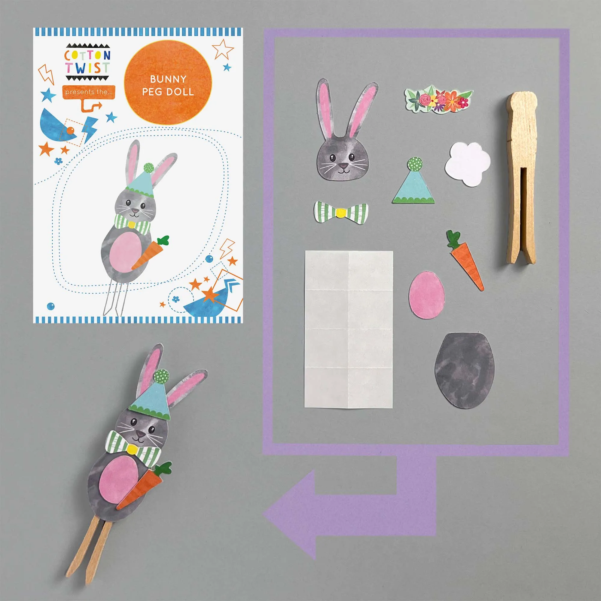 Make Your Own Bunny Peg Doll Kit