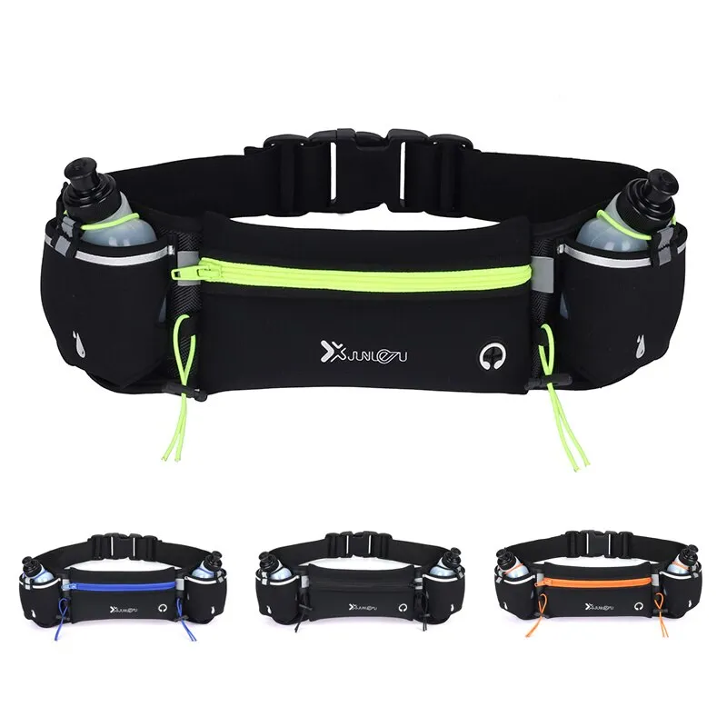 Marathon Dual Pocket Running Belt with two bottles