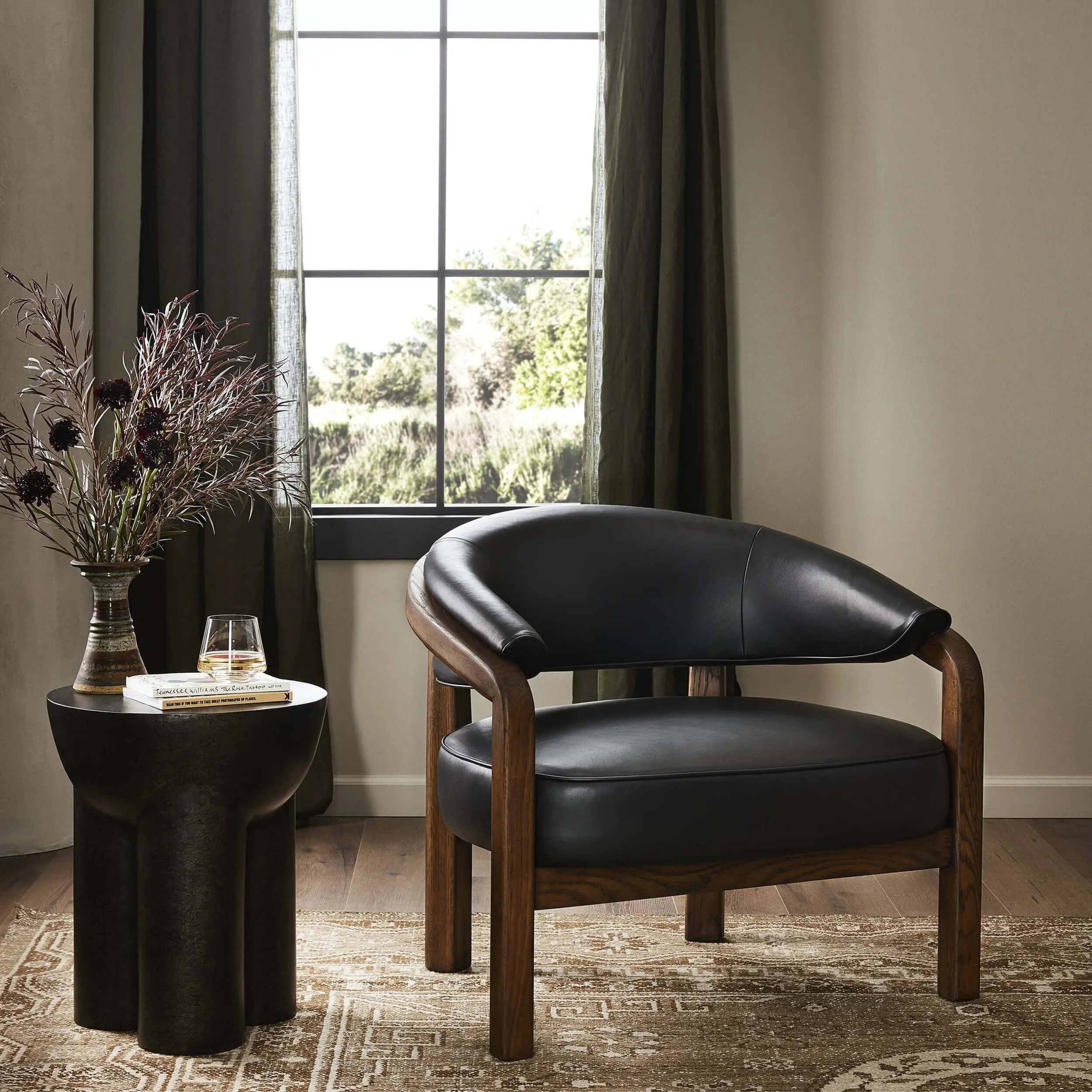 Marci Leather Chair, Carson Black